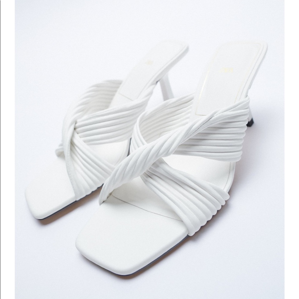 Zara pleated strap heeled sandals
